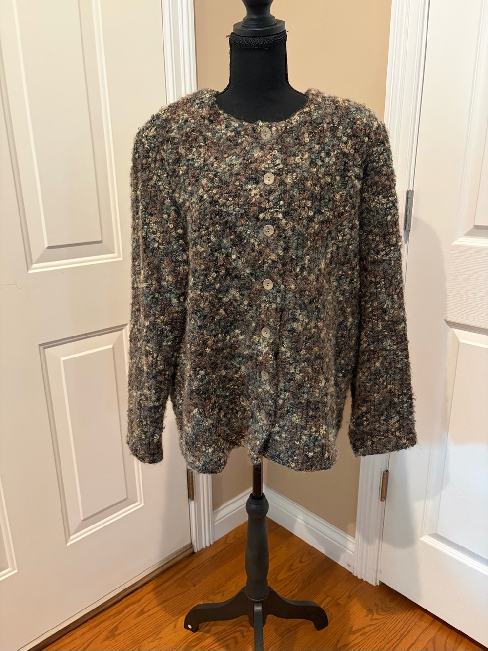 Alfred Dunner Multicolor Button-Front Cardigan - Brown/Gray Blend